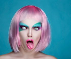 Stock Photo Avant-garde fashion girl funny funny expression 04