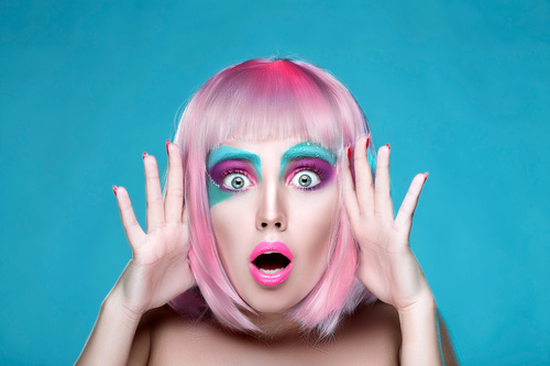 Stock Photo Avant-garde fashion girl surprised expression 01