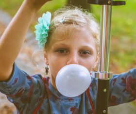 Stock Photo Bubble Gum Blowing little girl 02