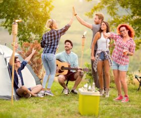 Stock Photo Exciting friends gathering