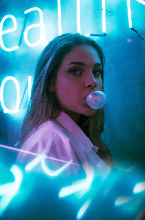 Stock Photo Girl blowing bubbles