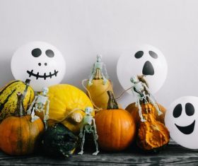 Stock Photo Halloween balloons and pumpkins