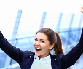 Stock Photo Woman cheering with open arms 02