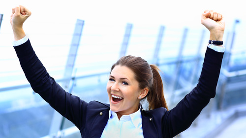 Stock Photo Woman cheering with open arms 02