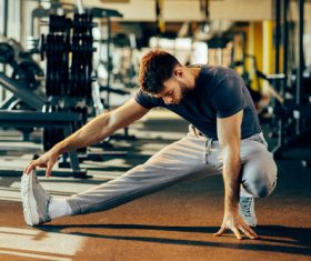 Stock Photo Young men warm up before exercise