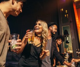 Stylish girls enjoying party at nightclub Stock Photo 01