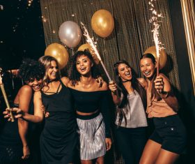 Stylish girls enjoying party at nightclub Stock Photo 02