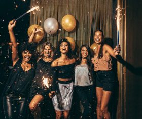 Stylish girls enjoying party at nightclub Stock Photo 03