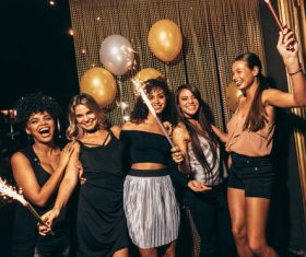 Stylish girls enjoying party at nightclub Stock Photo 04