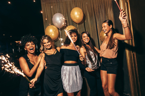 Stylish girls enjoying party at nightclub Stock Photo 04