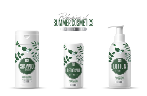 Summer cosmetics packaging design vector 02