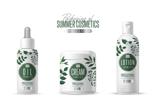 Summer cosmetics packaging design vector 03