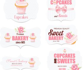 Sweet bakery with cupcake labels vector