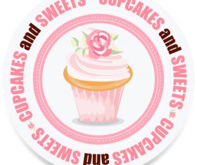 Sweet with cupcake labels vector