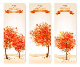 Three abstract autumn banners vector