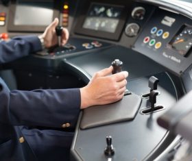 Tram cab close-up Stock Photo