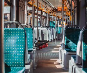 Tram interior Stock Photo