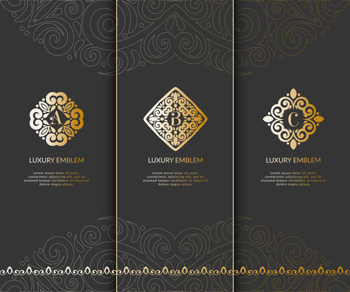 Tri-fold invitation card template luxury vector 03