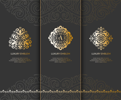 Tri-fold invitation card template luxury vector 04