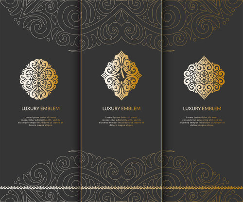 Tri-fold invitation card template luxury vector 06