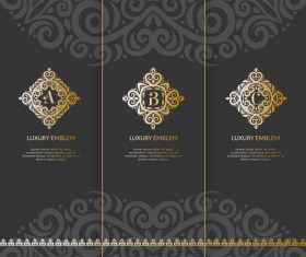 Tri-fold invitation card template luxury vector 07