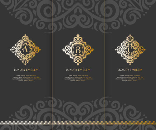 Tri-fold invitation card template luxury vector 07