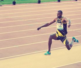 Triple jump competition Stock Photo