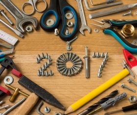 Various building tools on the desktop Stock Photo 04