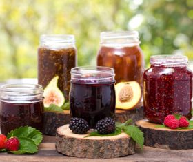 Various different bottled water jams Stock Photo 01