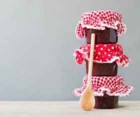 Various different bottled water jams Stock Photo 02