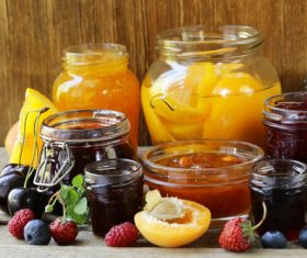 Various different bottled water jams Stock Photo 03