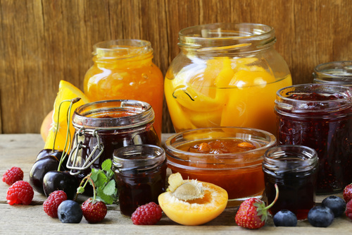 Various different bottled water jams Stock Photo 03