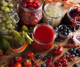 Various different bottled water jams Stock Photo 04