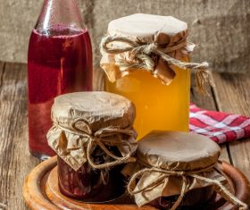 Various different bottled water jams Stock Photo 06