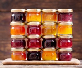 Various different bottled water jams Stock Photo 07