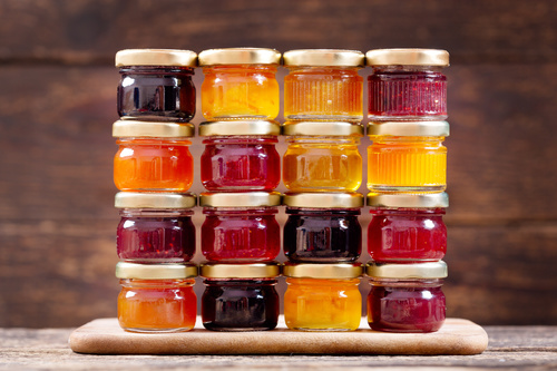 Various different bottled water jams Stock Photo 07