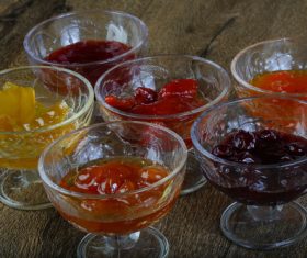 Various different bottled water jams Stock Photo 08