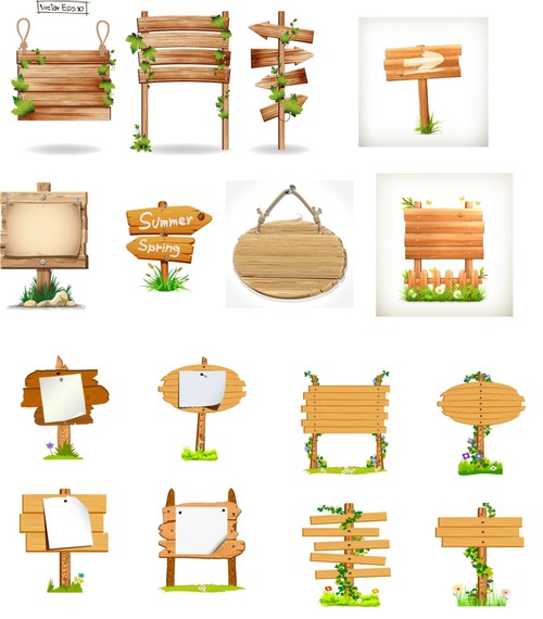 Various wooden sign vectors