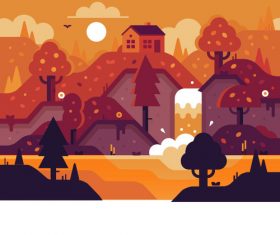 Vector cartoon landscape illustration design pattern