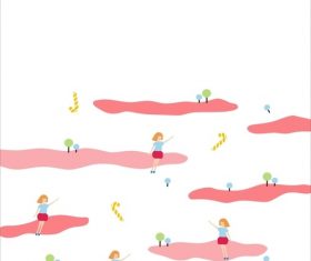 Vector forest girl fresh cartoon illustration