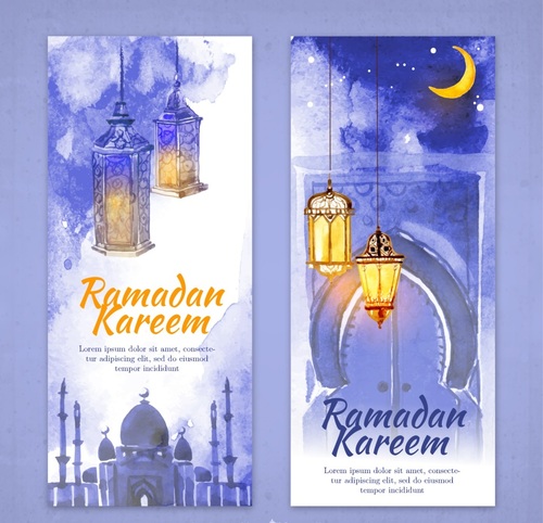 Vector gouache ramadan poster