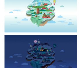 Vector night and day illustration