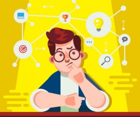 Vector thinker character illustration design