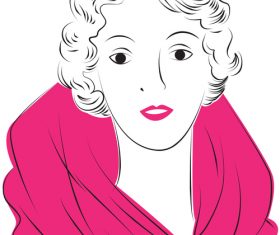 Vintage glam woman illustration vector 02