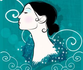 Vintage glam woman illustration vector 04