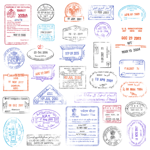 Vintage labels with stamp and badge vector 02