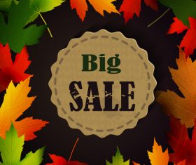 Vintage sale with autumn leaves frame vector