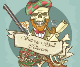 Vintage skull template design vector 01