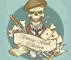 Vintage skull template design vector 03