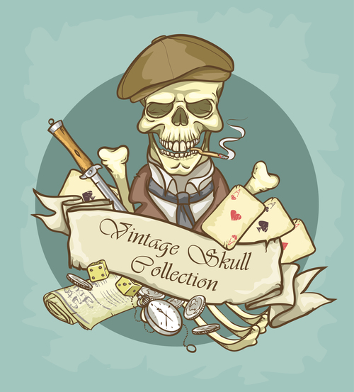 Vintage skull template design vector 03